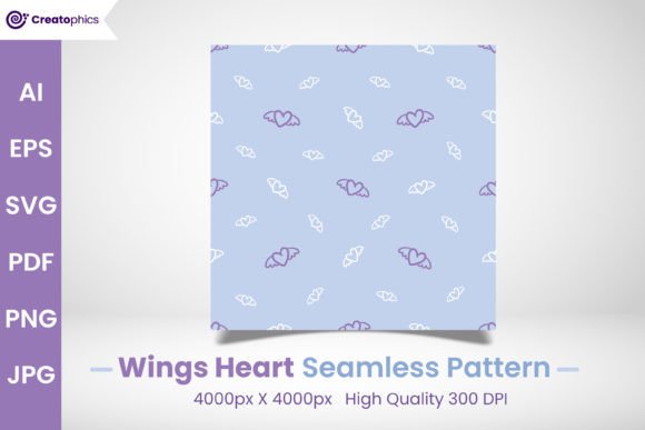 Download Seamless Wings Heart Pattern and Paper - Heart pattern Collection