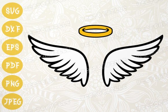 Download Angel Wings with Halo SVG Cricut Craft - Craft Collection