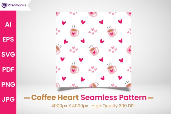 Download Seamless Coffee Mug Heart Pattern - Heart pattern Collection