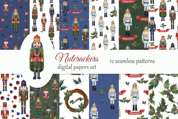 Download Nutcrackers Christmas Digital Paper Pack - Christmas digital paper pack Collection