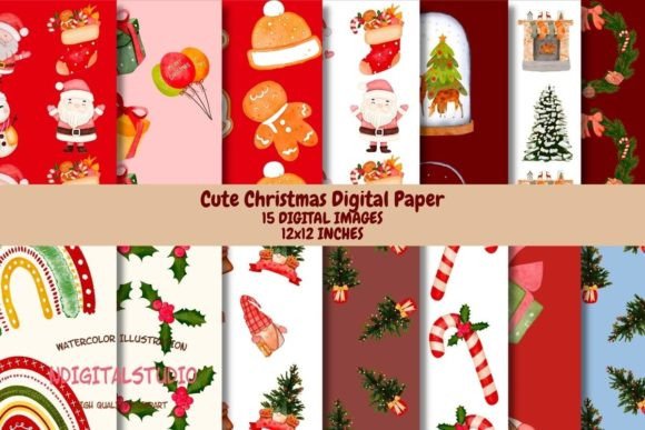 Download Cute Christmas Digital Paper Pack - Christmas digital paper pack Collection