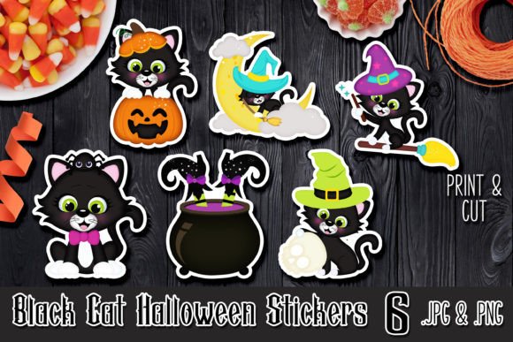 Download Black Cat Printable Halloween Stickers - Printable halloween Collection