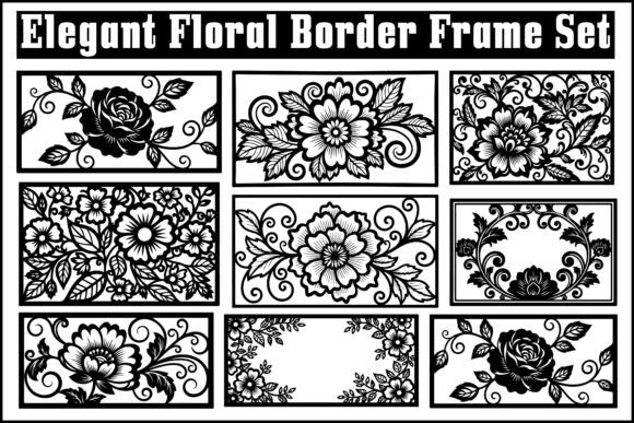 Download Vintage Floral Border Frame Set - Vintage floral border Collection